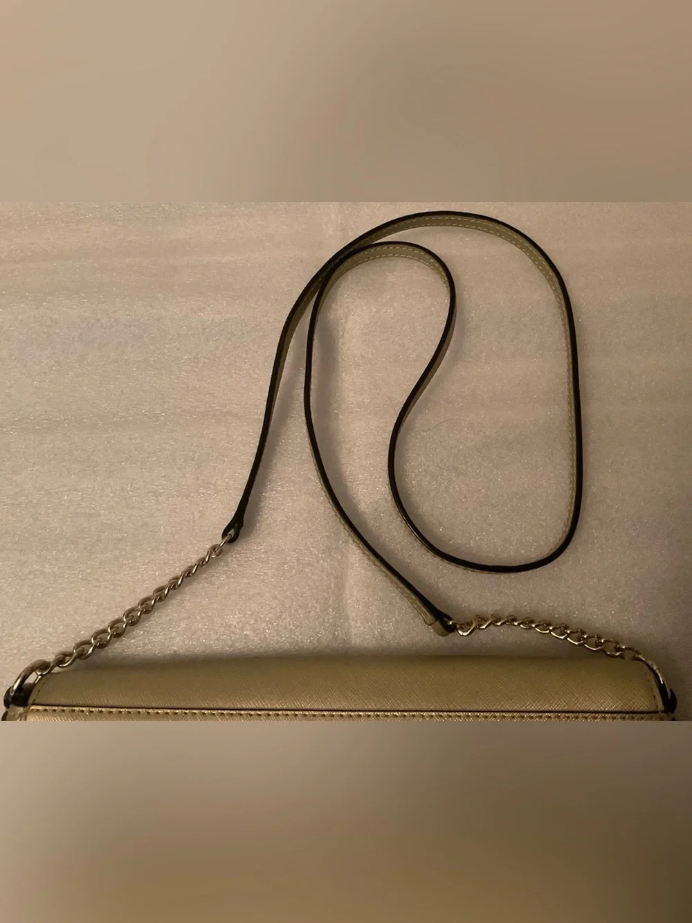 Kate Spade New York Metallic Champagne Gold Saffiano Leather Crossbody Bag